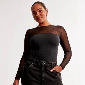 Abercrombie Long-Sleeve Mesh Slash Bodysuit